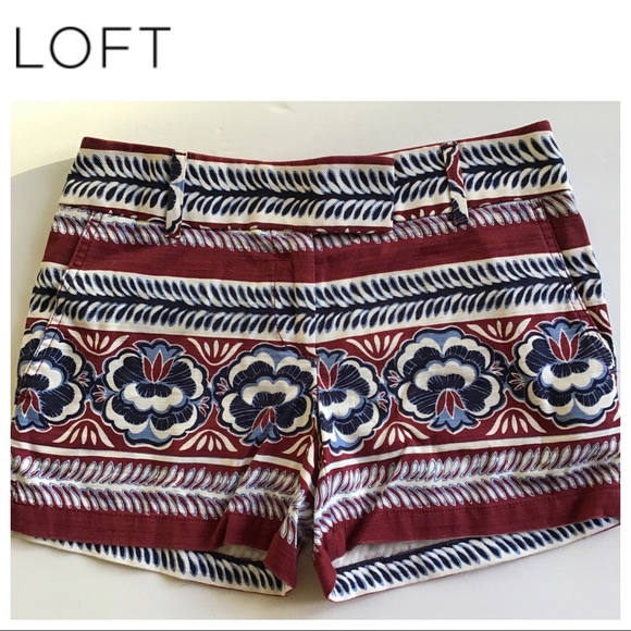 LOFT RIVIERA 4” COTTON BOHO PRINT SHORTS SIZE XXS NWT - Picture 3 of 13